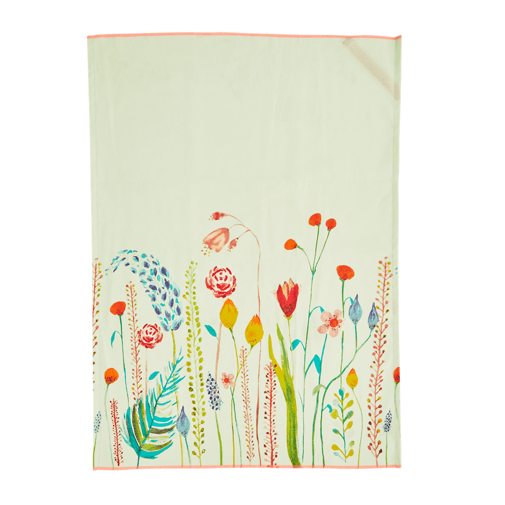 Summer Flower Print Cotton Tea Towel By Rice DK